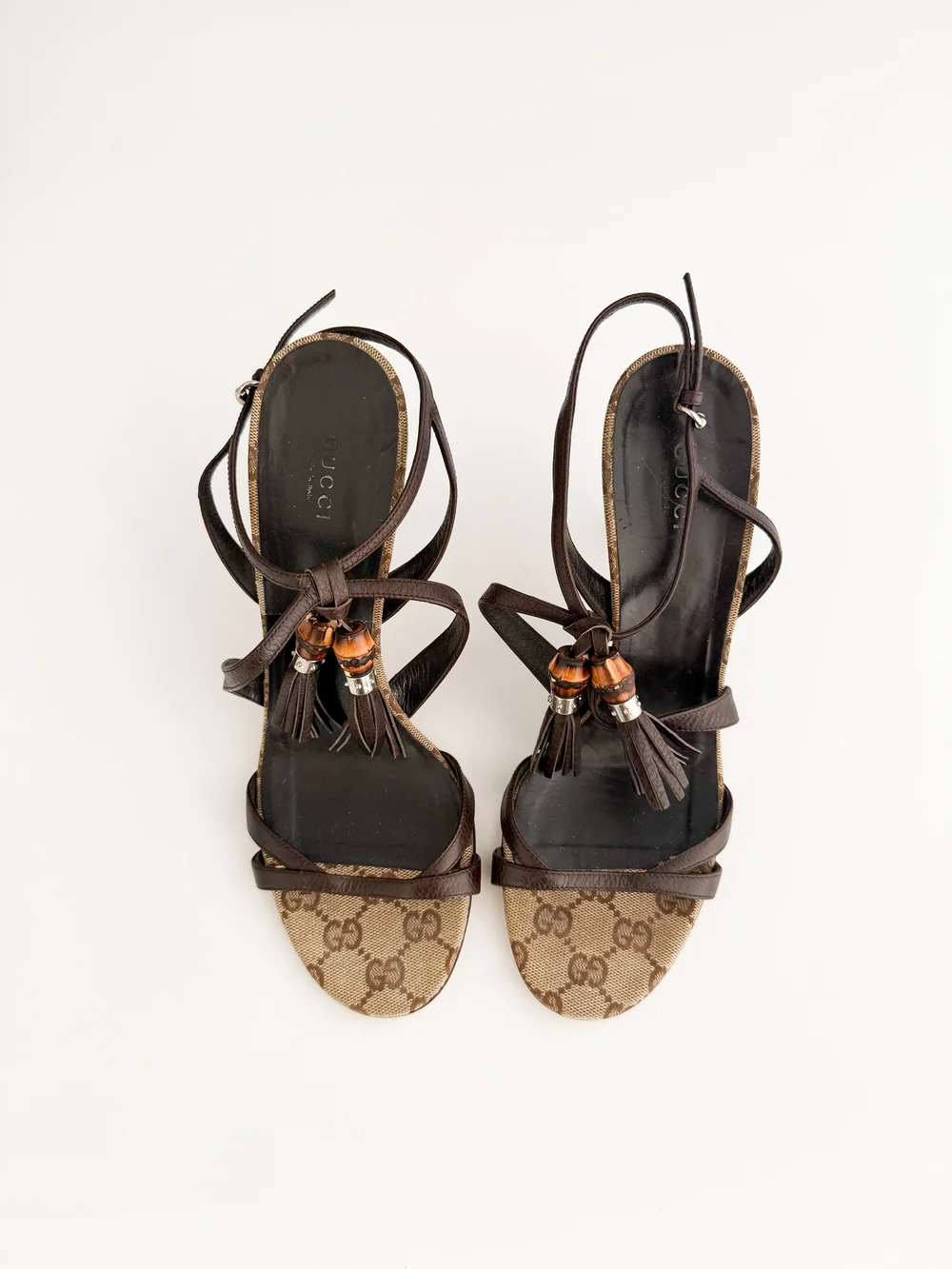 Gucci Vintage Bamboo Leather Tassel Interlocking 